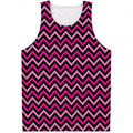 Hot Pink And Black Chevron Pattern Print Men's Tank Top
