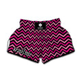 Hot Pink And Black Chevron Pattern Print Muay Thai Boxing Shorts