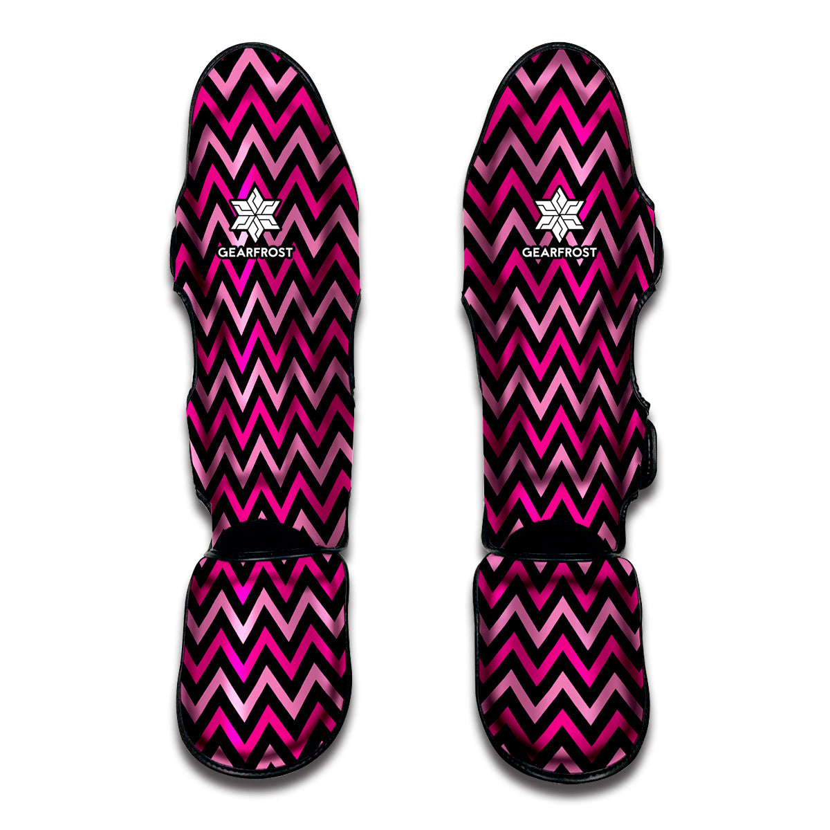 Hot Pink And Black Chevron Pattern Print Muay Thai Shin Guard