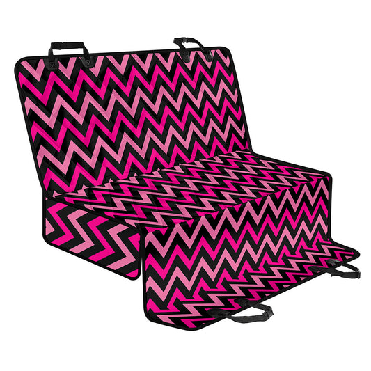 Hot Pink And Black Chevron Pattern Print Pet Car Back Seat Cover
