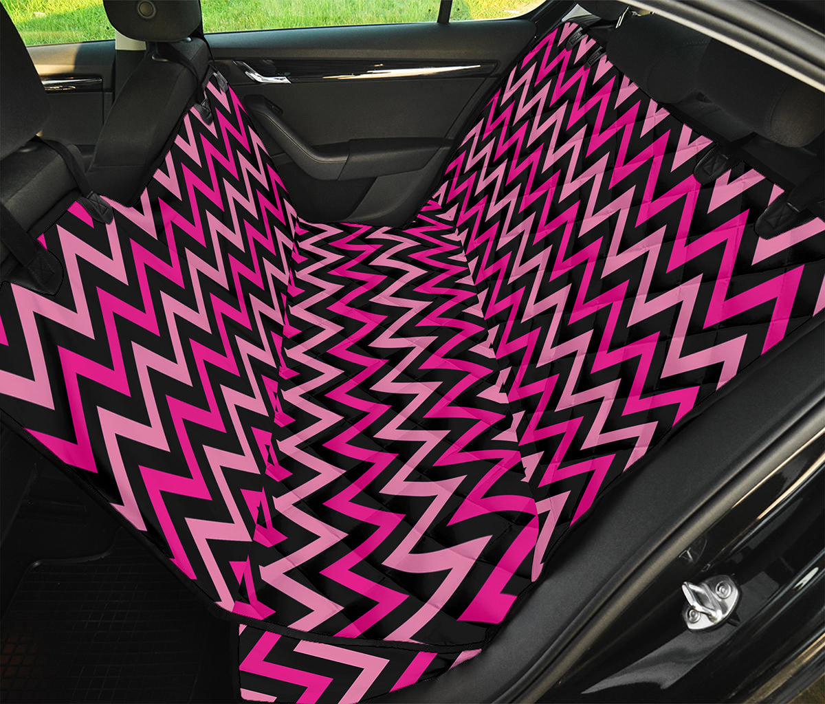 Hot Pink And Black Chevron Pattern Print Pet Car Back Seat Cover