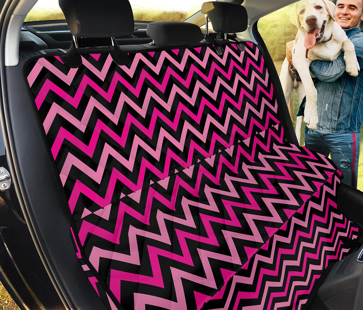 Hot Pink And Black Chevron Pattern Print Pet Car Back Seat Cover