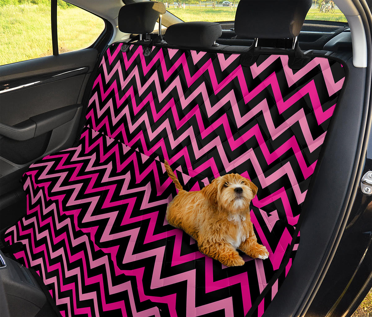 Hot Pink And Black Chevron Pattern Print Pet Car Back Seat Cover