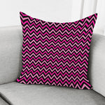 Hot Pink And Black Chevron Pattern Print Pillow Cover