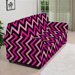 Hot Pink And Black Chevron Pattern Print Sofa Cover