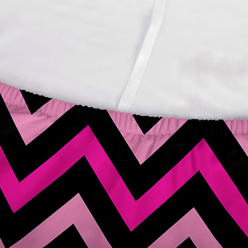 Hot Pink And Black Chevron Pattern Print Sofa Cover