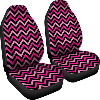 Hot Pink And Black Chevron Pattern Print Universal Fit Car Seat Covers