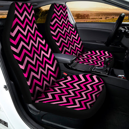 Hot Pink And Black Chevron Pattern Print Universal Fit Car Seat Covers
