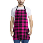 Hot Pink And Black Houndstooth Print Apron