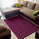 Hot Pink And Black Houndstooth Print Area Rug