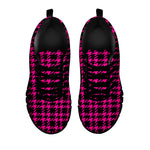 Hot Pink And Black Houndstooth Print Black Sneakers