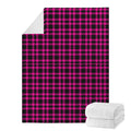 Hot Pink And Black Houndstooth Print Blanket