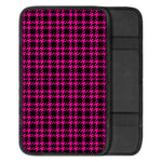 Hot Pink And Black Houndstooth Print Car Center Console Cover