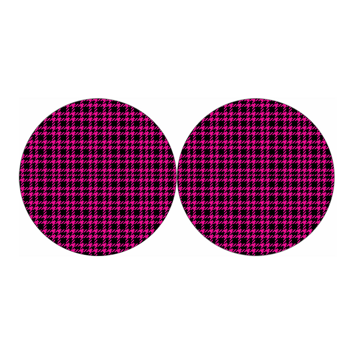 Hot Pink And Black Houndstooth Print Car Coasters