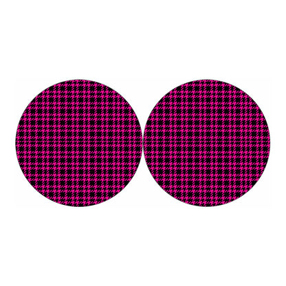 Hot Pink And Black Houndstooth Print Car Coasters