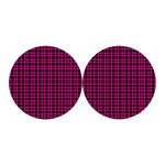 Hot Pink And Black Houndstooth Print Car Coasters