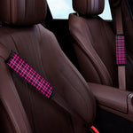 Hot Pink And Black Houndstooth Print Car Seat Belt Covers