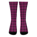 Hot Pink And Black Houndstooth Print Crew Socks