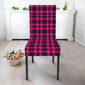 Hot Pink And Black Houndstooth Print Dining Chair Slipcover