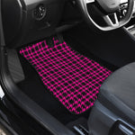 Hot Pink And Black Houndstooth Print Front and Back Car Floor Mats