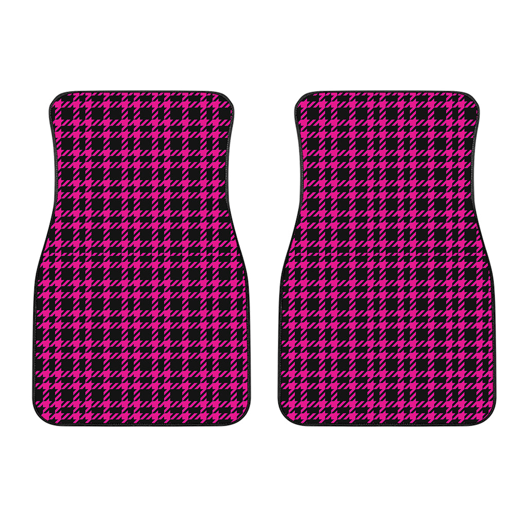 Hot Pink And Black Houndstooth Print Front Car Floor Mats