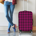 Hot Pink And Black Houndstooth Print Luggage Cover