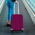 Hot Pink And Black Houndstooth Print Luggage Cover
