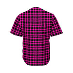 Hot Pink And Black Houndstooth Print Men's Baseball Jersey