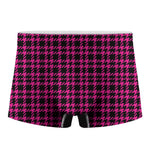 Hot Pink And Black Houndstooth Print Men's Boxer Briefs