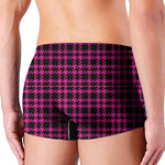 Hot Pink And Black Houndstooth Print Men's Boxer Briefs