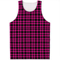 Hot Pink And Black Houndstooth Print Men's Tank Top