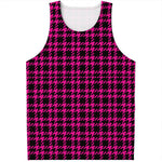 Hot Pink And Black Houndstooth Print Men's Tank Top