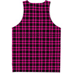 Hot Pink And Black Houndstooth Print Men's Tank Top