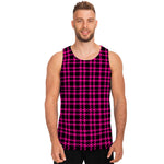 Hot Pink And Black Houndstooth Print Men's Tank Top