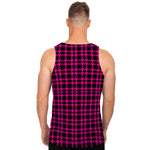 Hot Pink And Black Houndstooth Print Men's Tank Top