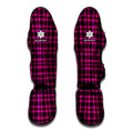 Hot Pink And Black Houndstooth Print Muay Thai Shin Guards