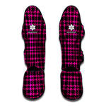 Hot Pink And Black Houndstooth Print Muay Thai Shin Guard