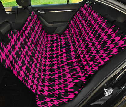 Hot Pink And Black Houndstooth Print Pet Car Back Seat Cover