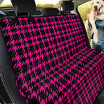 Hot Pink And Black Houndstooth Print Pet Car Back Seat Cover