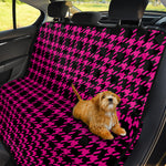 Hot Pink And Black Houndstooth Print Pet Car Back Seat Cover