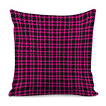 Hot Pink And Black Houndstooth Print Pillow Cover