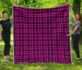 Hot Pink And Black Houndstooth Print Quilt