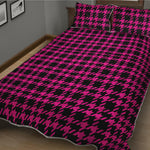 Hot Pink And Black Houndstooth Print Quilt Bed Set