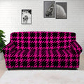 Hot Pink And Black Houndstooth Print Sofa Cover