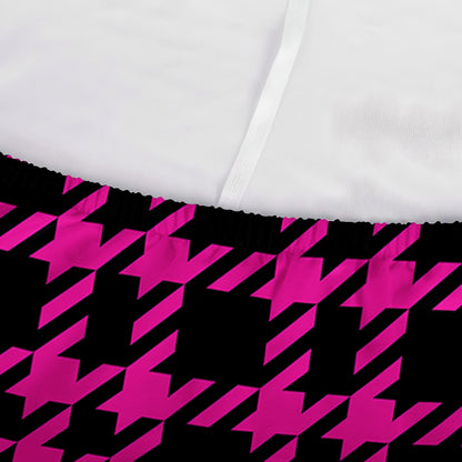 Hot Pink And Black Houndstooth Print Sofa Cover