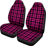 Hot Pink And Black Houndstooth Print Universal Fit Car Seat Covers