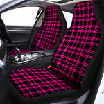 Hot Pink And Black Houndstooth Print Universal Fit Car Seat Covers