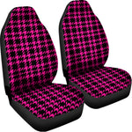 Hot Pink And Black Houndstooth Print Universal Fit Car Seat Covers