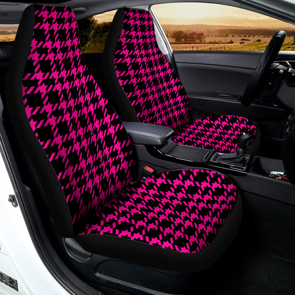 Hot Pink And Black Houndstooth Print Universal Fit Car Seat Covers