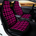 Hot Pink And Black Houndstooth Print Universal Fit Car Seat Covers